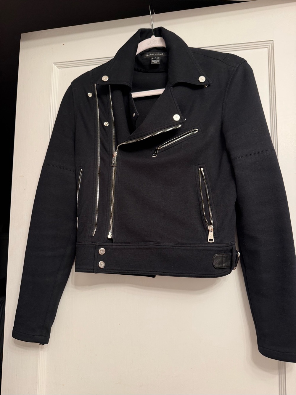 Ralph Lauren Black Asymmetrical Moto Jacket
